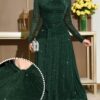 modelyn فستان نسائي بياقة عالية وأكمام طويلة، مزين بقطع شبكية على الخصر وطيات على الخصر، طول متوسط 7