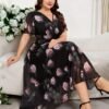 reflora فستان أنيق بطبعة زهرية للمقاسات الكبيرة، صيفي 6