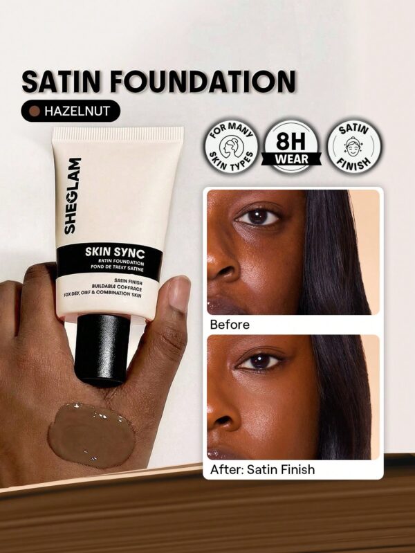 sheglam skin sync satin كريم أساس fair علامة تجارية جمال مكياج ميكب مستحضرات تجميل للنساء الفتيات مثالي لفصل الصيف الربيع مثالي ل y2k أزياء أنيقة عيد الأم هدية حفلة جاهز أفضل لون 30
