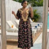 shein lady curve فستان كاجوال قصير الأكمام بياقة على شكل حرف v مزخرف بالزهور للمرأة ذات الحجم الكبير 7