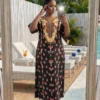 shein lady curve فستان كاجوال قصير الأكمام بياقة على شكل حرف v مزخرف بالزهور للمرأة ذات الحجم الكبير 4