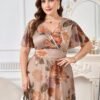 reflora فستان أنيق بطبعة زهرية للمقاسات الكبيرة، صيفي 20
