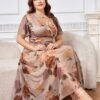 reflora فستان أنيق بطبعة زهرية للمقاسات الكبيرة، صيفي 24