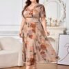 reflora فستان أنيق بطبعة زهرية للمقاسات الكبيرة، صيفي 22