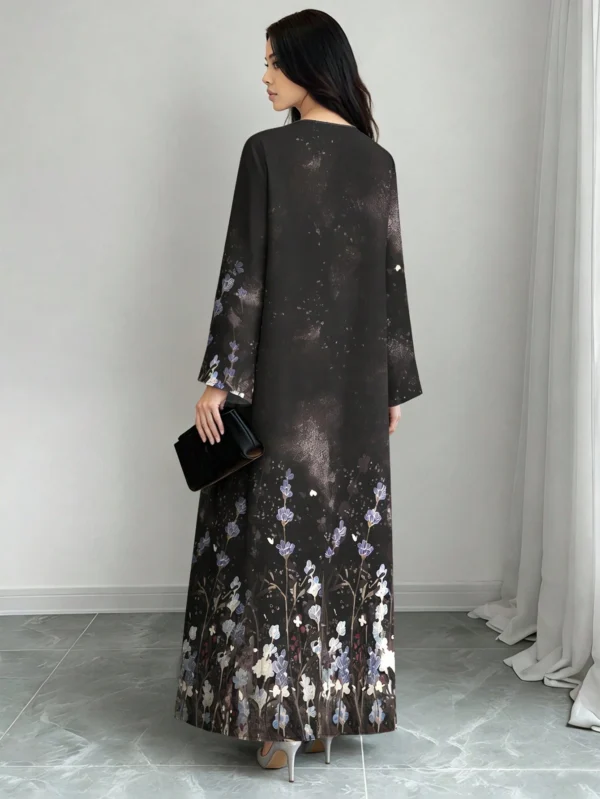 shein najma عباية كارديجان طويلة كاجوال للنساء بطبعة زهرية تدرجية ذات أكمام طويلة، مناسبة للربيع والخريف 15