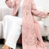 عباءة أنيقة طويلة الأكمام من الجاكار ملابس خارجية للنساء في الصيف للعطلات باللون الأسود للربيع 1