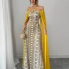 shein franclia فستان عطلة أخضر كاجوال بأكمام طويلة مطبوع بتباين الشبكة 4