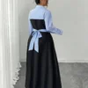 shein elenzya فستان نسائي أنيق بياقة مربوطة وأكمام طويلة، فستان نسائي، ملابس رسمية نسائية، فساتين نسائية أنيقة، طقم ملابس نسائية كلاسيكي أنيق 4