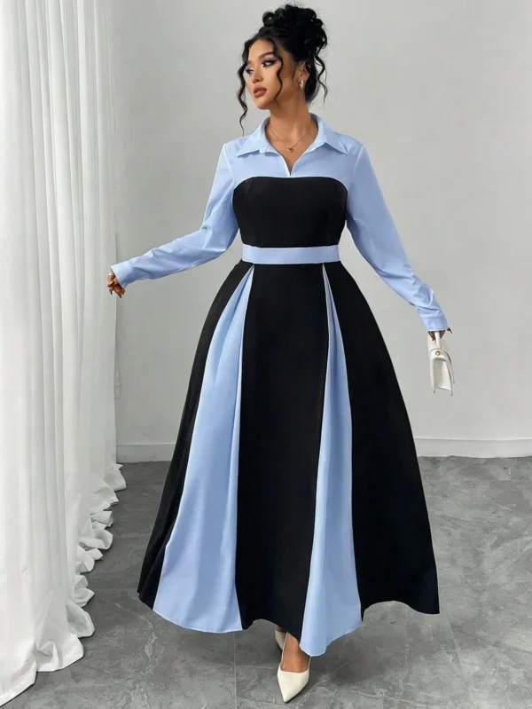 shein elenzya فستان نسائي أنيق بياقة مربوطة وأكمام طويلة، فستان نسائي، ملابس رسمية نسائية، فساتين نسائية أنيقة، طقم ملابس نسائية كلاسيكي أنيق 7