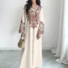shein najma فستان ماكسي أنيق بطبعة رقمية ملونة بنمط الكرمة، طويل الأكمام وياقة على شكل حرف v، للربيع والخريف 15