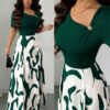 shein elenzya فستان نسائي بياقة على شكل حرف v وخصر مشدود بتصميم خطوط أبيض وأسود مجرد، مزين بإبزيم معدني، أنيق للاستخدام اليومي، العطلات، النمط الفرنسي الرجعي، التنقل، عيد الحب، المواعدة، الملابس الشارعية، الحفلات، أوائل الربيع/الربيع الصيف 3