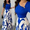 shein elenzya فستان نسائي بياقة على شكل حرف v وخصر مشدود بتصميم خطوط أبيض وأسود مجرد، مزين بإبزيم معدني، أنيق للاستخدام اليومي، العطلات، النمط الفرنسي الرجعي، التنقل، عيد الحب، المواعدة، الملابس الشارعية، الحفلات، أوائل الربيع/الربيع الصيف 2