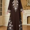 shein najma فستان ماكسي أنيق بطبعة رقمية ملونة بنمط الكرمة، طويل الأكمام وياقة على شكل حرف v، للربيع والخريف 4