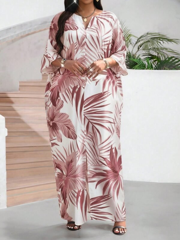 shein lady فستان كاجوال متوسط الطول مطبوع بألوان متباينة للنساء 7