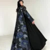 عباءة نسائية فضفاضة أنيقة بأكمام طويلة وطبعة زهور سوداء، مناسبة للربيع والعطلات 5