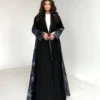 عباءة نسائية فضفاضة أنيقة بأكمام طويلة وطبعة زهور سوداء، مناسبة للربيع والعطلات 4