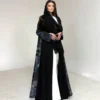 عباءة نسائية فضفاضة أنيقة بأكمام طويلة وطبعة زهور سوداء، مناسبة للربيع والعطلات 1