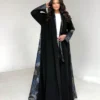 عباءة نسائية فضفاضة أنيقة بأكمام طويلة وطبعة زهور سوداء، مناسبة للربيع والعطلات 7