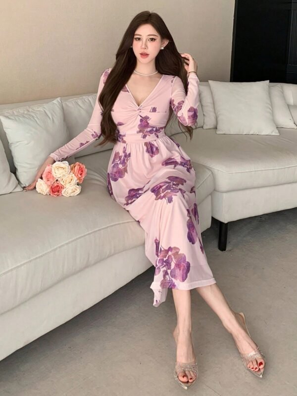 dazy فستان نسائي أنيق بطبعة زهرية ملتوية، فساتين شمسية للنساء