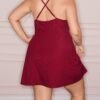 slumberry curve قميص نوم قصير مريح مزين بالدانتيل والربطة العنق، مقاس كبير، لون أحمر 2