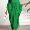 shein lady فستان نسائي كاجوال فضفاض بأكمام على شكل خفاش، لون أحادي، لإطلالات العطلات والرحلات، ملابس نسائية بوهيمية/بوهيمية/بوهو 1