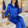 luxenights مجموعة بيجامة نسائية مكونة من قطعتين، مزينة بتفاصيل من الدانتيل، ملابس شتوية مريحة وأنيقة 4