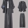 shein lune بدلة كاجوال من قطعتين للنساء كبيرات الحجم، قميص كاجوال بياقة مقلوبة أحادي الصدر وبنطال واسع الساق بخصر عالي 3