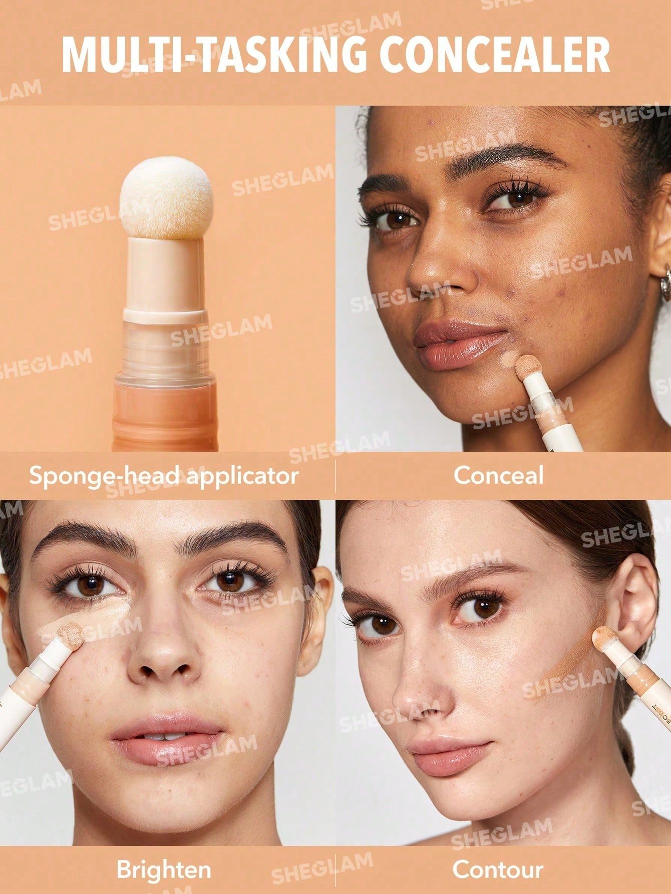 sheglam كونسيلر complexion boost رأس إسفنجي لتطبيق chantilly كونسيلر سائل غير لامع مصحح لوني يدوم طويلاً كونسيلر مرطب خفيف الوزن يدوم طوال اليوم كونسيلر كونسيلر علامة تجارية جمال مكياج ميكب مستحضرات تجميل للنساء الفتيات مثالي لفصل الصيف الربيع مثالي ل y2 35
