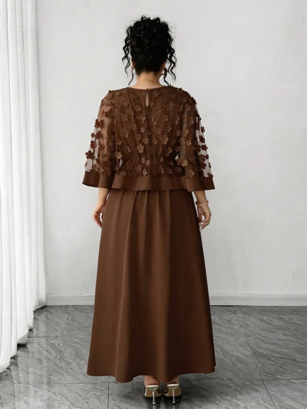 elenzga فستان نسائي بياقة مستديرة مزين بالتطريز، مناسب لحفلات الزفاف في الخريف وأعياد الميلاد والمناسبات الأخرى 6