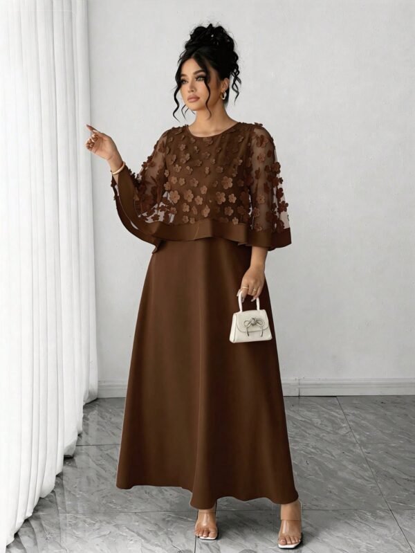 elenzga فستان نسائي بياقة مستديرة مزين بالتطريز، مناسب لحفلات الزفاف في الخريف وأعياد الميلاد والمناسبات الأخرى 7
