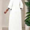 shein lady فستان كاجوال للعطلات مطبوع بالزهور مع فتحة في الرقبة مقاس كبير 2