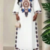 shein lady فستان كاجوال للعطلات مطبوع بالزهور مع فتحة في الرقبة مقاس كبير 3