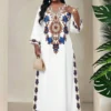 shein lady فستان كاجوال للعطلات مطبوع بالزهور مع فتحة في الرقبة مقاس كبير 4