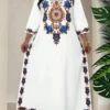 shein lady فستان كاجوال للعطلات مطبوع بالزهور مع فتحة في الرقبة مقاس كبير 6
