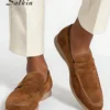 salkin أحذية لوفر رجالية فاخرة بلون كريمي موحد من الشمواه الصناعي، أحذية كاجوال بتصميم كلاسيكي فاخر بأسعار معقولة للحياة العصرية، موكاسين ناعم ومريح وقابل للتنفس مع نعل متين، أحذية اجتماعية أنيقة للرجل النبيل، متعددة الاستخدامات مع البدلات والطلاب في موسم 10