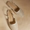 rosivie أحذية نسائية ذات أصابع مربعة وقاعدة مسطحة، مصنوعة من مواد مضفرة ذهبية، أحذية نسائية ذات قاعدة مسطحة بطراز عطلة نهاية الأسبوع، بطراز رجعي وبوهيمي، مريحة للارتداء