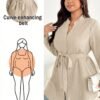 shapeblank ملابس علوية نسائي كاجوال فضفاض بأكمام طويلة للخريف والربيع، ملابس علوية بياقة مفتوحة، ملابس علوية بأزرار، ملابس علوية عمل نسائي، للمعلمات، العودة إلى المدرسة، ملابس المكتب، ملابس علوية ربيعية