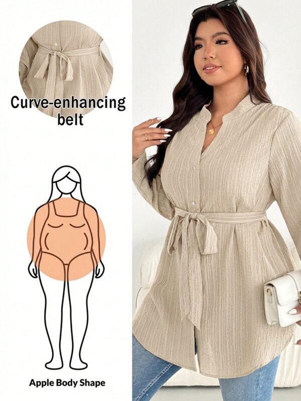 shapeblank ملابس علوية نسائي كاجوال فضفاض بأكمام طويلة للخريف والربيع، ملابس علوية بياقة مفتوحة، ملابس علوية بأزرار، ملابس علوية عمل نسائي، للمعلمات، العودة إلى المدرسة، ملابس المكتب، ملابس علوية ربيعية