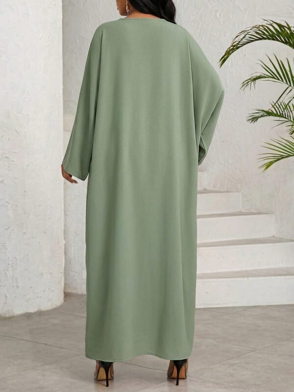 shein lady طقم بلوزة وبنطلون واسع الساق ذو لون أحادي وحافة غير متماثلة، طقم كاجوال مكون من قطعتين للنساء 5