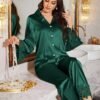 luxenights مجموعة بيجامة نسائية مكونة من قطعتين، مزينة بتفاصيل من الدانتيل، ملابس شتوية مريحة وأنيقة 8