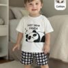 shein مجموعة قميص وشورت قصير كاجوال بطبعة شاحنة وعرة كرتونية للأطفال الرضع/الصبية، صيفي، قطعتان 1