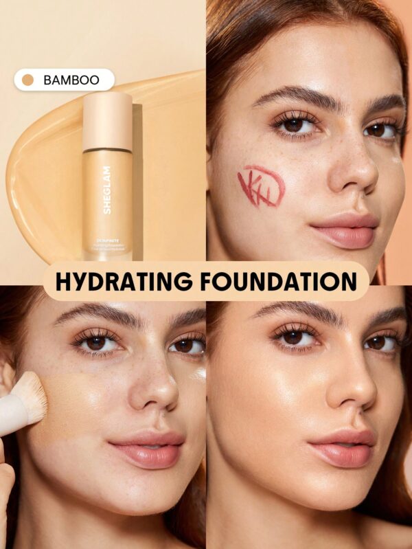sheglam كريم أساس مرطب من skinfinite honey flawless dewy foundation تغطية مرطبة إخفاء المسام غير المرئية كريم أساس سائل خفيف الوزن غير دهني بدون مسام كريم أساس علامة تجارية جمال مكياج ميكب مستحضرات تجميل للنساء الفتيات مثالي لفصل الصيف الربيع مثالي ل y2k 5