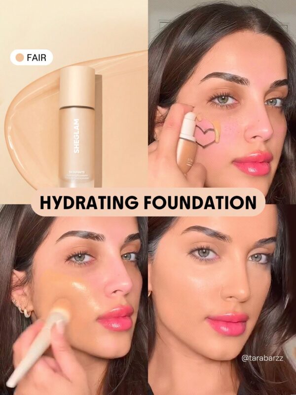 sheglam كريم أساس مرطب من skinfinite كريم أساس shell flawless dewy تغطية مرطبة إخفاء المسام غير المرئية كريم أساس سائل خفيف الوزن ناعم غير دهني كريم أساس الشتاء علامة تجارية جمال مكياج ميكب مستحضرات تجميل للنساء الفتيات مثالي لفصل الصيف الربيع مثالي ل y 3