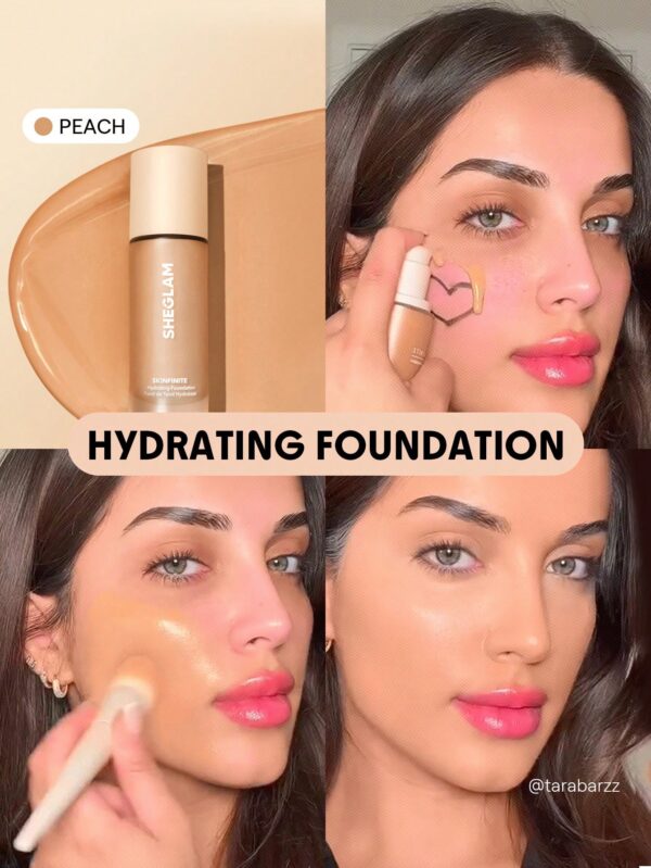 sheglam كريم أساس مرطب من skinfinite كريم أساس shell flawless dewy تغطية مرطبة إخفاء المسام غير المرئية كريم أساس سائل خفيف الوزن ناعم غير دهني كريم أساس الشتاء علامة تجارية جمال مكياج ميكب مستحضرات تجميل للنساء الفتيات مثالي لفصل الصيف الربيع مثالي ل y 11