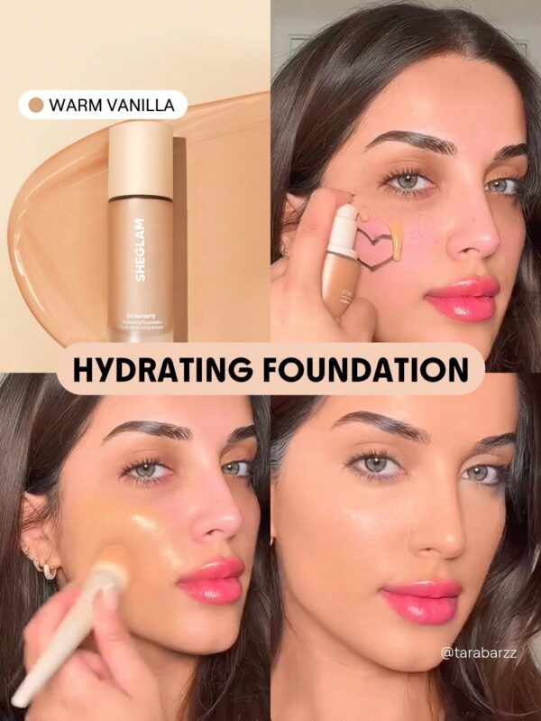 sheglam كريم أساس مرطب من skinfinite كريم أساس shell flawless dewy تغطية مرطبة إخفاء المسام غير المرئية كريم أساس سائل خفيف الوزن ناعم غير دهني كريم أساس الشتاء علامة تجارية جمال مكياج ميكب مستحضرات تجميل للنساء الفتيات مثالي لفصل الصيف الربيع مثالي ل y 9