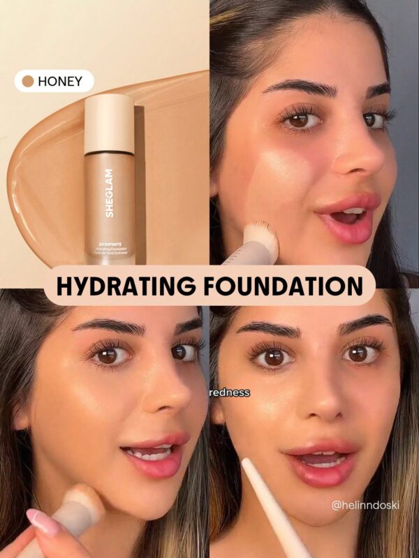 sheglam كريم أساس مرطب من skinfinite honey flawless dewy foundation تغطية مرطبة إخفاء المسام غير المرئية كريم أساس سائل خفيف الوزن غير دهني بدون مسام كريم أساس علامة تجارية جمال مكياج ميكب مستحضرات تجميل للنساء الفتيات مثالي لفصل الصيف الربيع مثالي ل y2k 12