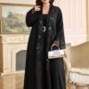 al najma عباءة نسائية أنيقة بتصميم لحاقي من الدانتيل مفتوحة من الأمام، موديل خريفي بمقاسات كبيرة 8