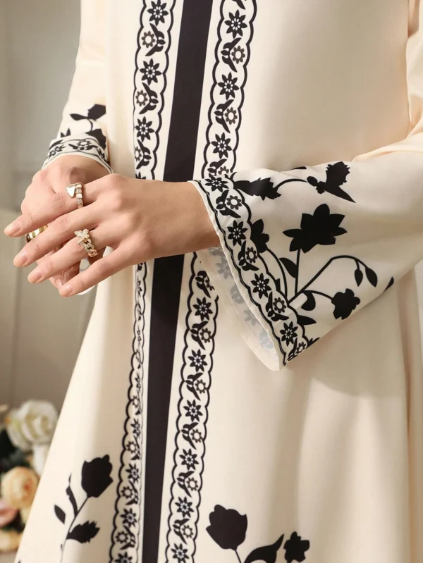 yasmyna فستان طويل بطبعة زهرية أنيقة بأسلوب عربي محتشم، مناسب للتنقل، الربيع/الصيف 5