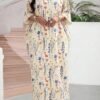 shein lady فستان كاجوال متوسط الطول مطبوع بألوان متباينة للنساء 5