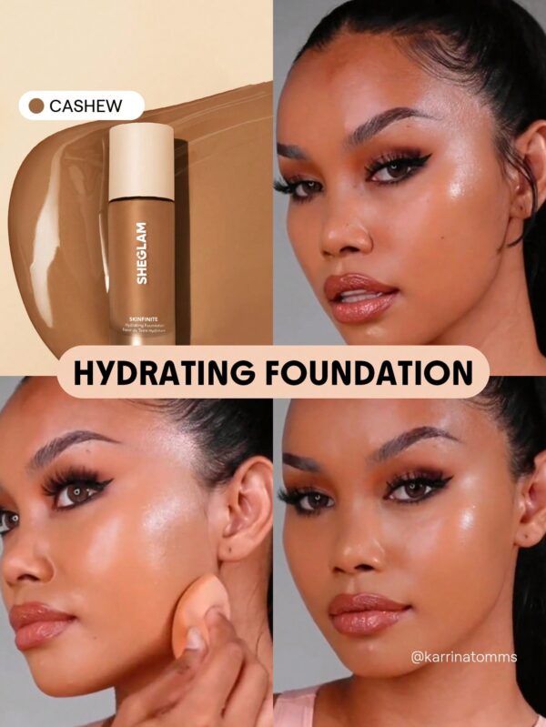 sheglam كريم أساس مرطب من skinfinite كريم أساس shell flawless dewy تغطية مرطبة إخفاء المسام غير المرئية كريم أساس سائل خفيف الوزن ناعم غير دهني كريم أساس الشتاء علامة تجارية جمال مكياج ميكب مستحضرات تجميل للنساء الفتيات مثالي لفصل الصيف الربيع مثالي ل y 20